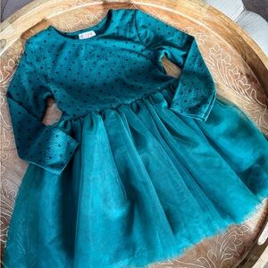 Cat & Jack Emerald Green polka dot & tulle dress